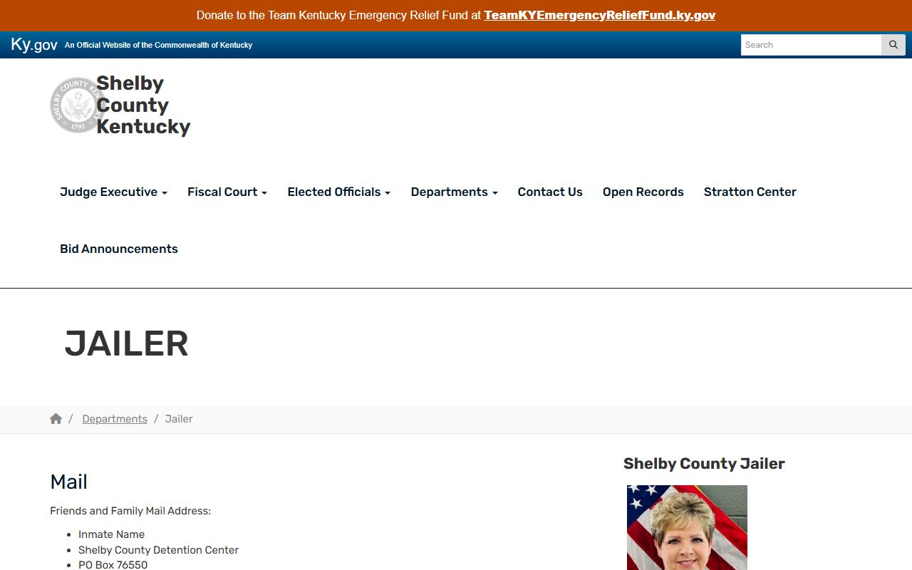 Shelby County Detention Center jailer information for Spencer County inmate records