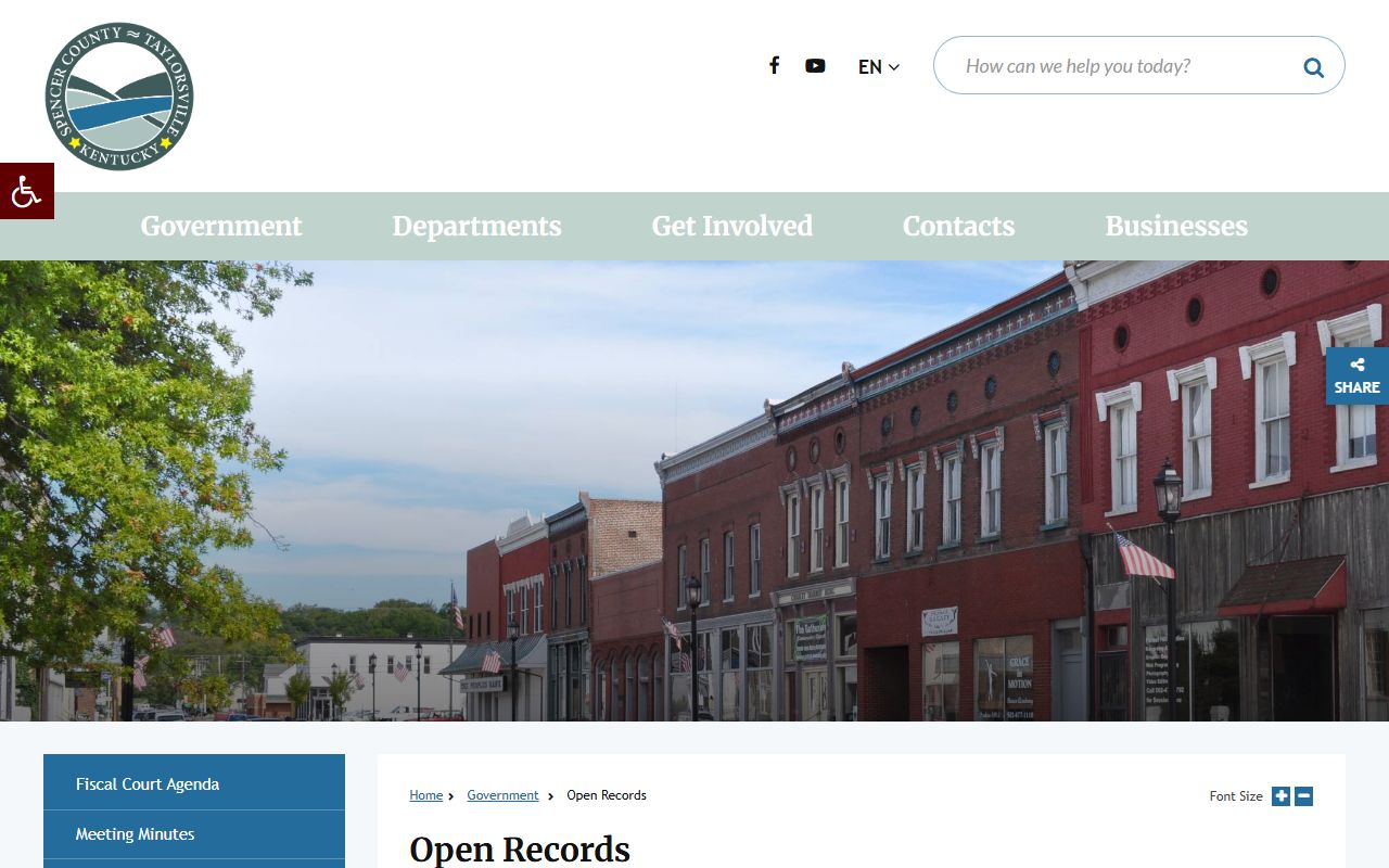 Spencer County jail mugshots open records request information
